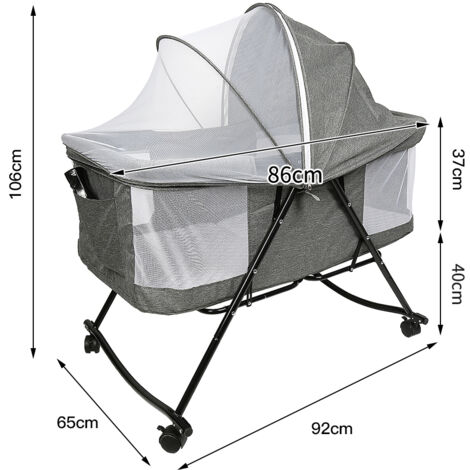 Lettino pieghevole portatile con zanzariera + ruote universali,106 × 92 × 55 cm