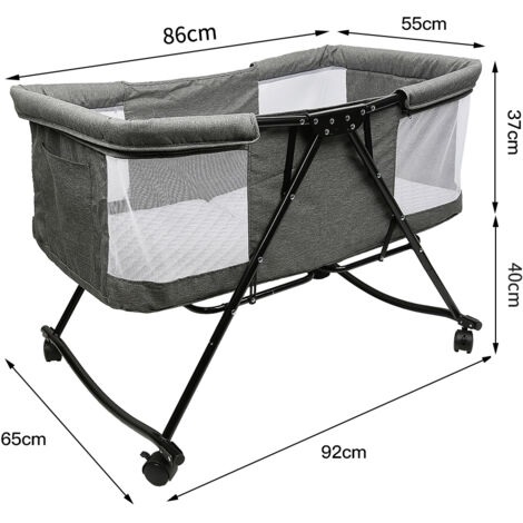 Lettino pieghevole portatile con zanzariera + ruote universali,106 × 92 × 55 cm