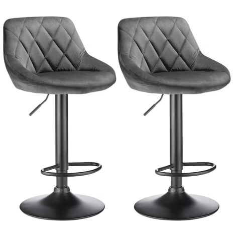 Set di 2 Taburetes de bar, Terciopelo Moderno con Altura de Mostrador, Taburete Ajustable, Silla de Barra Alta de Isla para Cocina, Taburete Giratorio de 360 °，Grigio (1/5)