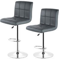 Set di 2 Sgabello Bar Cucina Fisso Girevole regolabile Schienale Poggiapiedi-Grigio