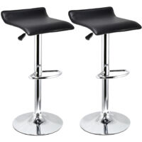 Set di 2 sgabelli da bar in similpelle e metallo cromato, sgabelli regolabili 60-78 cm, neri