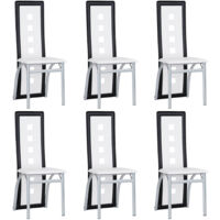 Set di 6 Sedia da pranzo,PVC,Moderne,elegante,Bianco e nero