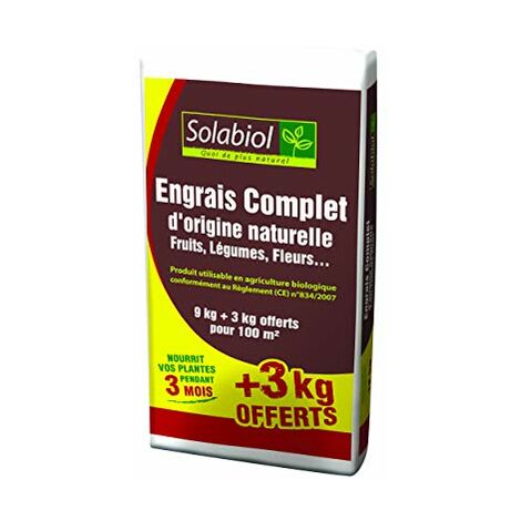 SOLABIOL SOCONAT9P ENGRAIS COMPLET 9 KG + 3 KG OFFERTS  DOUBLE ACTION : EFFET � STARTER � ET DURABLE, PUISSANT