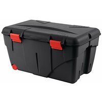 Boite a outils - Caisse de rangement avec couvercle + roulettes Malle Trafic 85 L Rouge / Noir