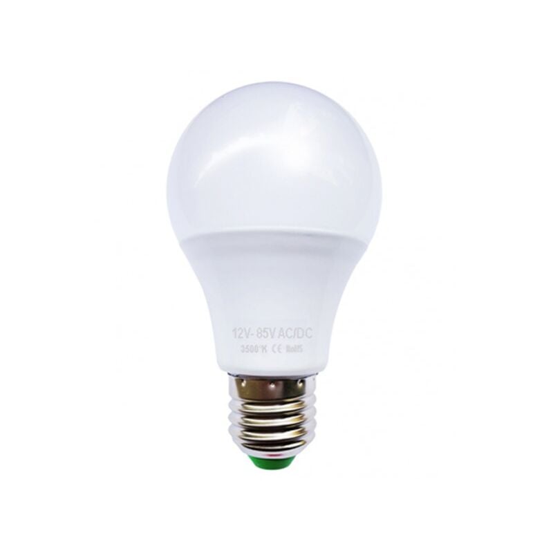 Ampoule LED bulbe E27, 6W 12V-24V AC/DC, blanc chaud 3500°K