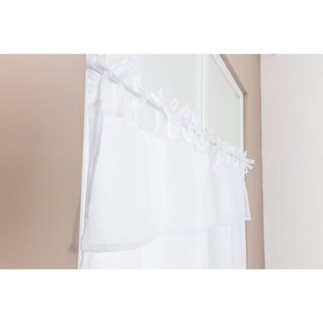 Paire de vitrages 60 x 90 cm à Nouettes Effet Naturel Tête Doublée Uni Blanc