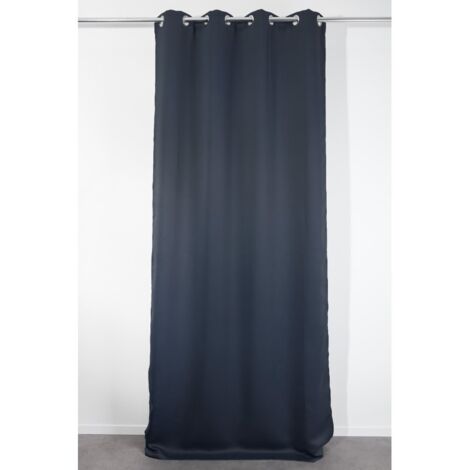 Rideau Occultant 135 x 260 cm à Oeillets Matière Soyeuse Uni Bleu Foncé