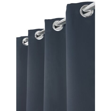 Rideau Occultant 135 x 260 cm à Oeillets Matière Soyeuse Uni Bleu Foncé