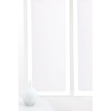 Paire de Vitrages 60 x 160 cm Passe Tringle Effet Lin Petite Trame Uni Blancs