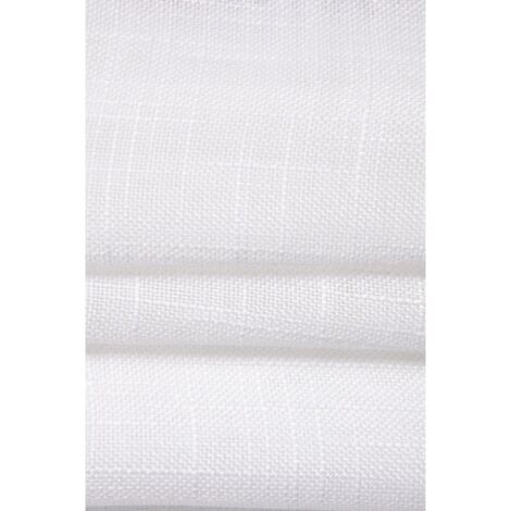 Paire de Vitrages 60 x 160 cm Passe Tringle Effet Lin Petite Trame Uni Blancs