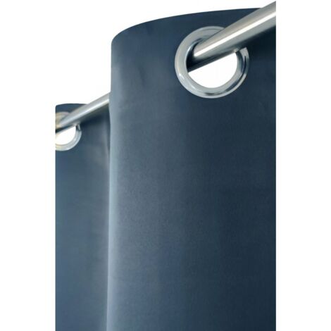 Rideau Occultant Grande Largeur 275 x 240 cm à Oeillets Uni Bleu Foncé