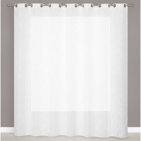 Rideau 280 x 238 cm 14 Oeillets Aspect Lin Lourd Grande Largeur Style Rustique-Moderne Blanc