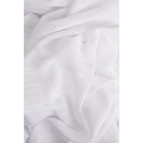 Rideau 280 x 238 cm 14 Oeillets Aspect Lin Lourd Grande Largeur Style Rustique-Moderne Blanc