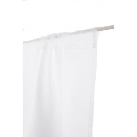 Linder Paire De Vitrages Bonne Femme Passe Tringle 75 X 160 Cm Blanc/Gris - Rideaux Traditionnels Tissés En France