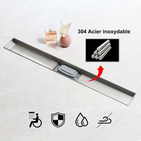 SaniteModar Caniveau de douche 40cm, Panneau Linéaire, Caniveau de douche siphonné avec appareil désodorisant et filtre à cheveux