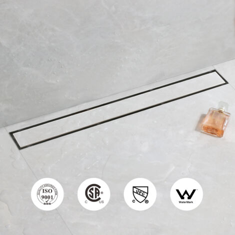 SaniteModar Caniveau de douche 30cm, Panneau 2 en 1, Caniveau de douche 360°siphonné avec appareil désodorisant et filtre à cheveux