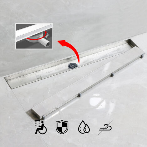 SaniteModar Caniveau de douche 30cm, Panneau 2 en 1, Caniveau de douche 360°siphonné avec appareil désodorisant et filtre à cheveux