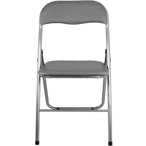 Set 4 Sedie Pieghevoli In Acciaio OEF Furnishings: Telaio Verniciato A Polvere, Grigio, Leggere E Robust Per Casa E Ufficio