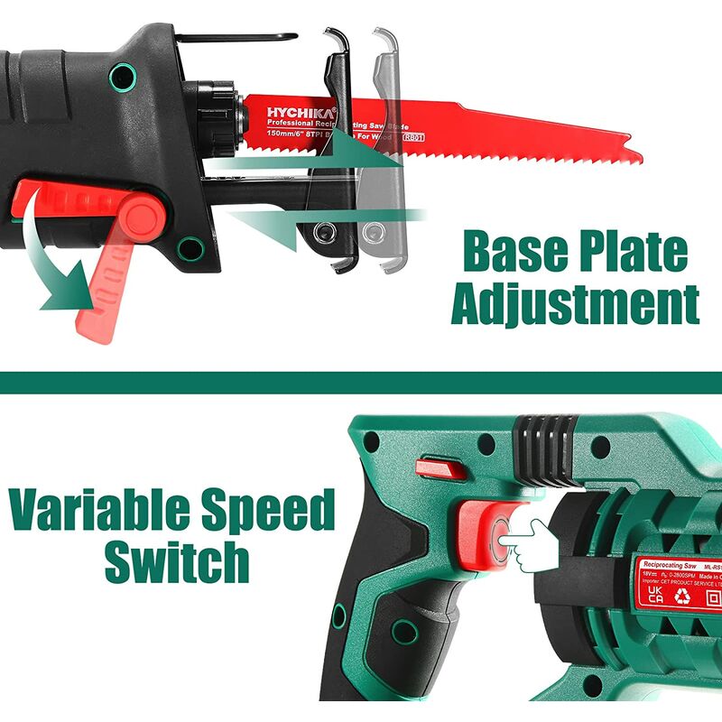 Reciprocating Saw HYCHIKA 18V 4.0A Cordless Saw 0 2800rpm