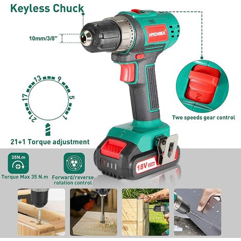 18V Combi Drill Kit, HYCHIKA Electric 
