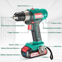 Cordless Drill Driver, HYCHIKA 18V Electric Drill, 35N·m with 2000mAh Li-Ion Battery, 21+1 Torque Setting, 10mm Chuck, 2 Variable Speed, 22PCS Accessories and Carrying Case