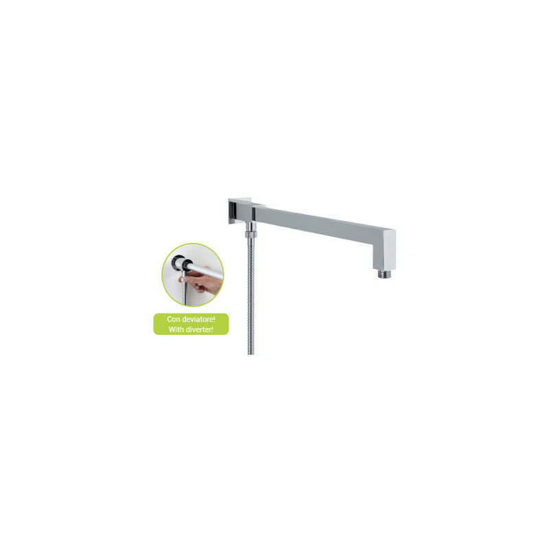Braccio doccia Square con deviatore cromo di Sphera