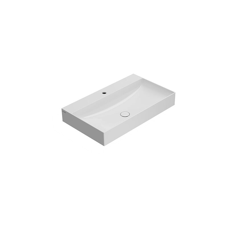 Lavabo T-Edge appoggio/sospeso cm. 80x47 in ceramica bianco