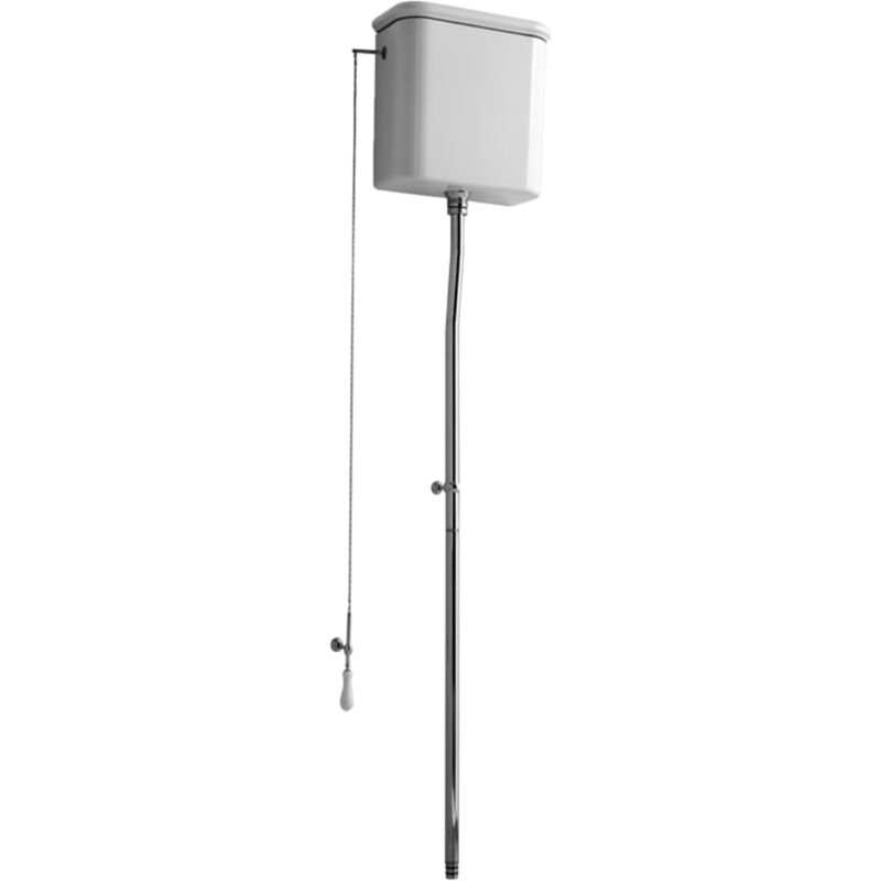 Cassetta Di Scarico A Parete Angolare In PVC Bianco – Completa Di Accessori E Tasto Economizzatore D’Acqua