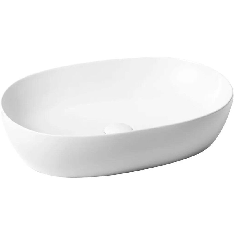 Rea Lavabo Da Appoggio Oktawia In Ceramica – Design Ovale Con Superficie Decorativa In Rilievo, 49x35,5x15 Cm, Bianco, Perfetto Per Bagni Moderni Ed Eleganti