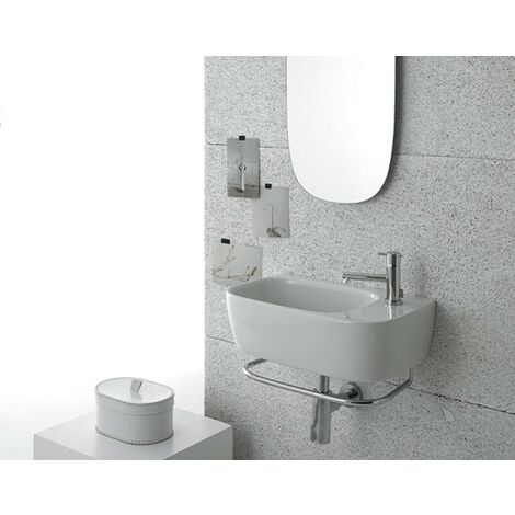 Lavabo Genesis sospeso 50x30 rettangolare bianco lucido di