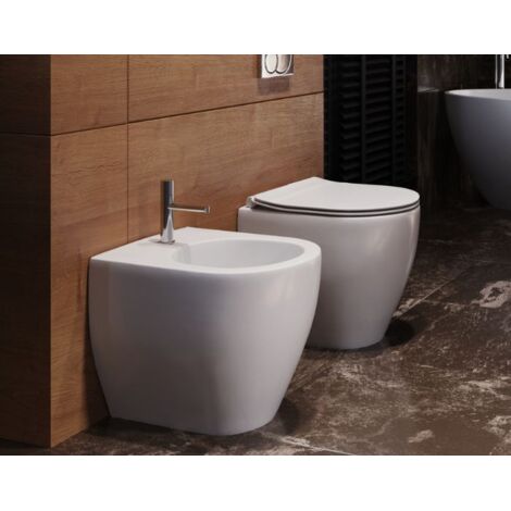 Sanitari Flo mini filomuro senza brida salvaspazio cm. 48x36 con