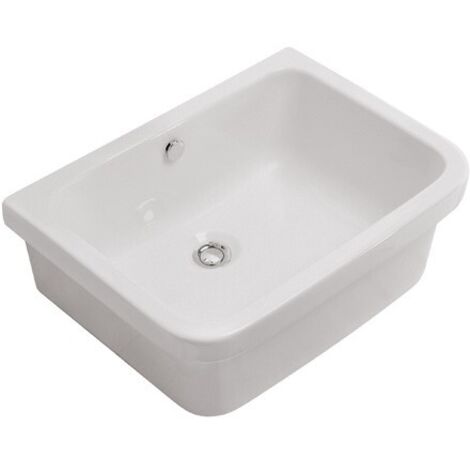 Pilozzo appoggio/sospeso bianco 44x36 serie Iris di Ceramica Globo con foro troppopieno (1/2)
