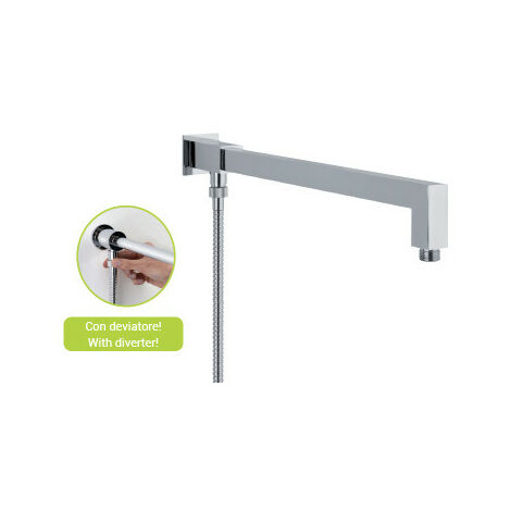 Braccio doccia Square con deviatore cromo di Sphera