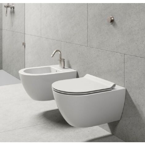 Water Pura sospeso senza brida cm. 55x36 bianco lucido di