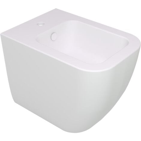Sanitari Brio filomuro senza brida bianchi opachi con sedile