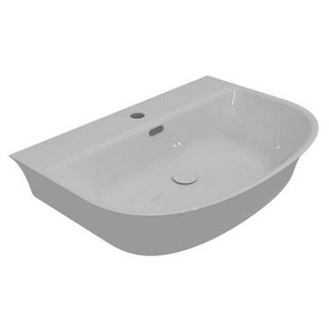Lavabo appoggio/sospeso 65x48 semicircolare in ceramica bianco (1/2)