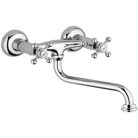 Miscelatore lavello cucina a muro Belinda in ottone cromo di