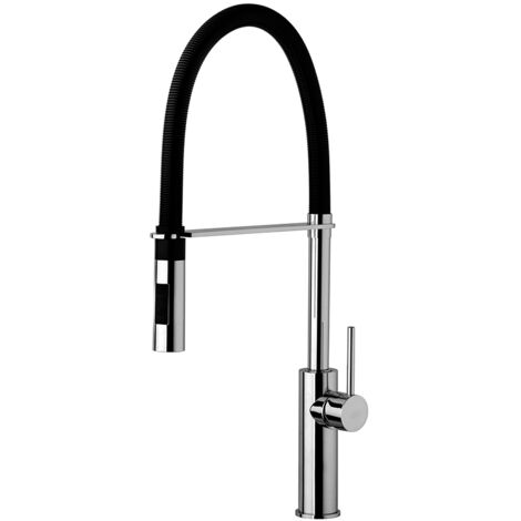Miscelatore lavello cucina in colore cromo con molla nera Paffoni Light LIG179CRNO  Cromo