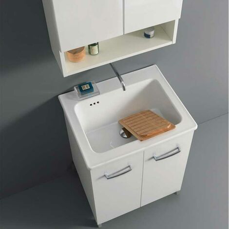 Mobile Nanco a terra 60x60 a due ante, con lavatoio e asse di