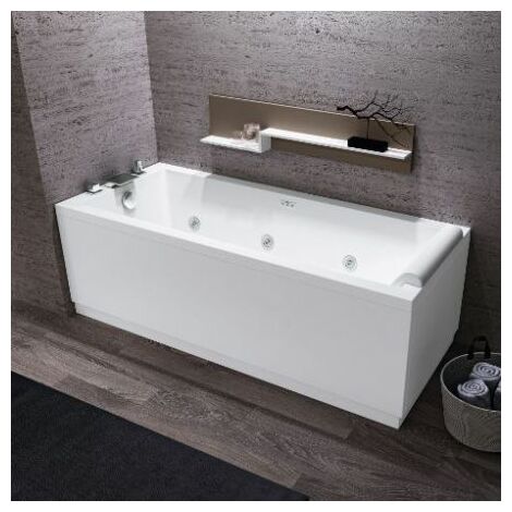 Vasca idromassaggio Calos con telaio e pannello 180x80 bianca di