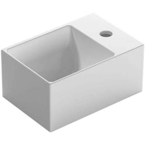 Lavabo T-Edge appoggio/sospeso salvaspazio cm. 30x20 in ceramica