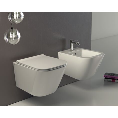 Sanitari Stone mini sospesi salvaspazio senza brida cm 45x37 con