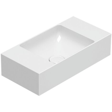 Lavabo T-Edge appoggio/sospeso salvaspazio cm. 50x25 in ceramica