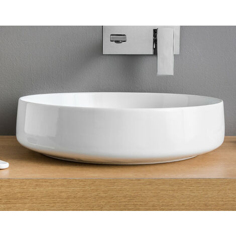 Lavabo Cognac appoggio cm. 48 salvaspazio senza foro in ceramica
