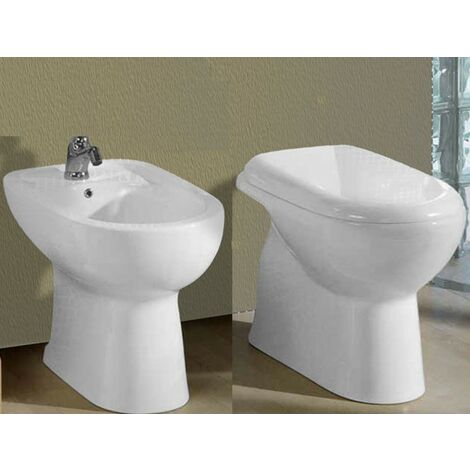 Sanitari Diana a terra cm. 56 con sedile in termoindurente di