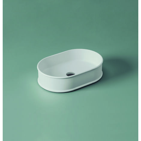 Lavabo Atelier appoggio 60x40 cm ovale in ceramica bianco lucido