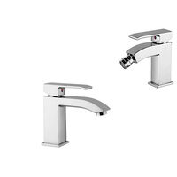 Composizione Level, miscelatori lavabo e bidet in ottone cromo di