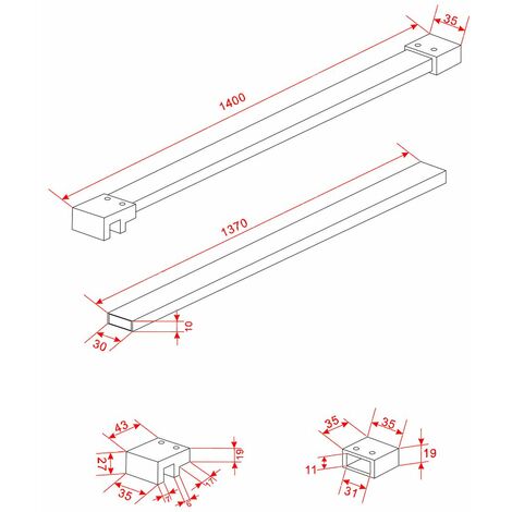 140 cm Designer-Haltestange für Duschwände