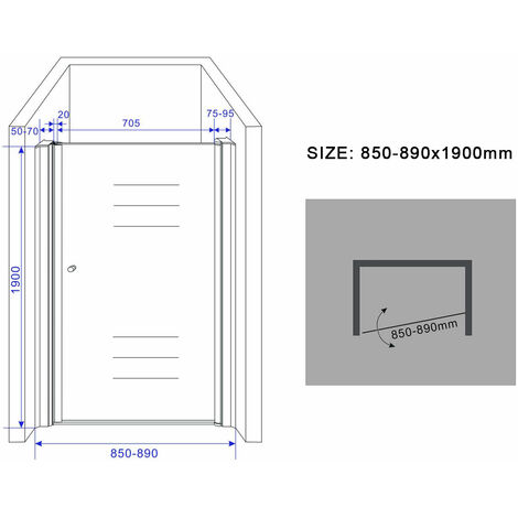 6 mm Nischentür BLADE 85 x 190 cm