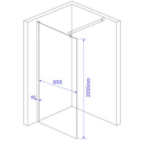 10 mm Spiegelglas Duschtrennwand FREE-MIRROR 100 x 200 cm